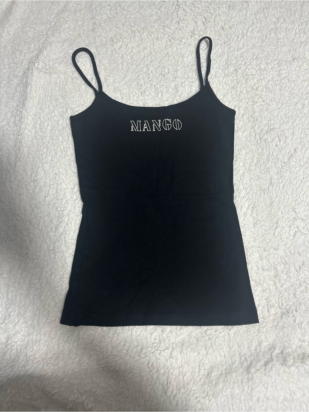 Mango Black Logo Spaghetti-Strap Camisole